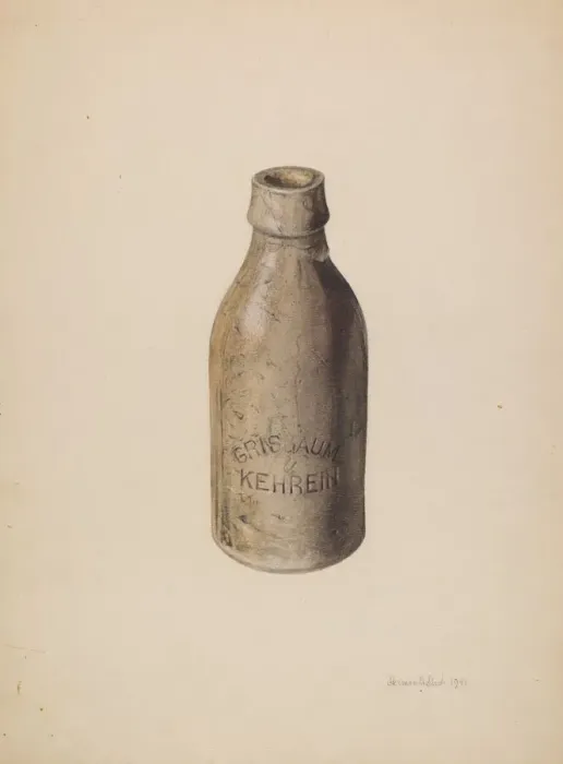 Framed Print : Stoneware Beer Bottle, 1941. Creator: Herman O. Stroh Framed Print : Stoneware Beer Bottle, 1941. Creator: Herman O. Stroh