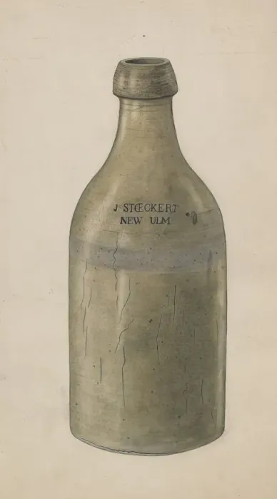 Framed Print : Stoneware Beer Bottle, c. 1938. Creator: Wilbur M Rice Framed Print : Stoneware Beer Bottle, c. 1938. Creator: Wilbur M Rice