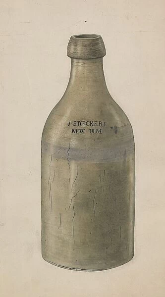 Stoneware Beer Bottle, c. 1938. Creator: Wilbur M Rice
