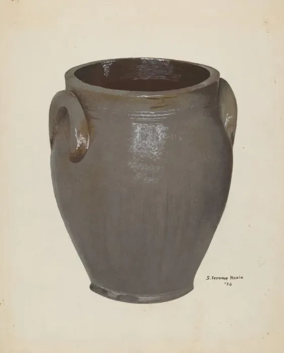 Framed Print : Stoneware Crock, 1936. Creator: Jerome Hoxie Framed Print : Stoneware Crock, 1936. Creator: Jerome Hoxie