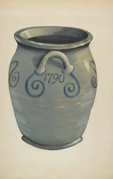 Framed Print : Stoneware Crock, c. 1936. Creator: Carl Weiss Framed Print : Stoneware Crock, c. 1936. Creator: Carl Weiss