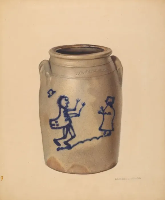 Framed Print : Stoneware Crock, c. 1938. Creator: George Loughridge Framed Print : Stoneware Crock, c. 1938. Creator: George Loughridge