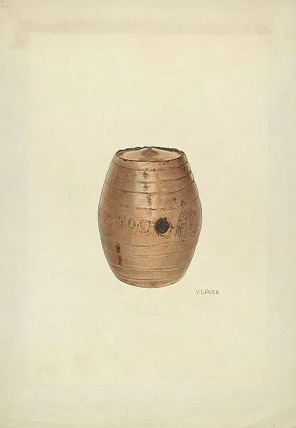Stoneware Flask, c. 1940. Creator: V. L. Vance
