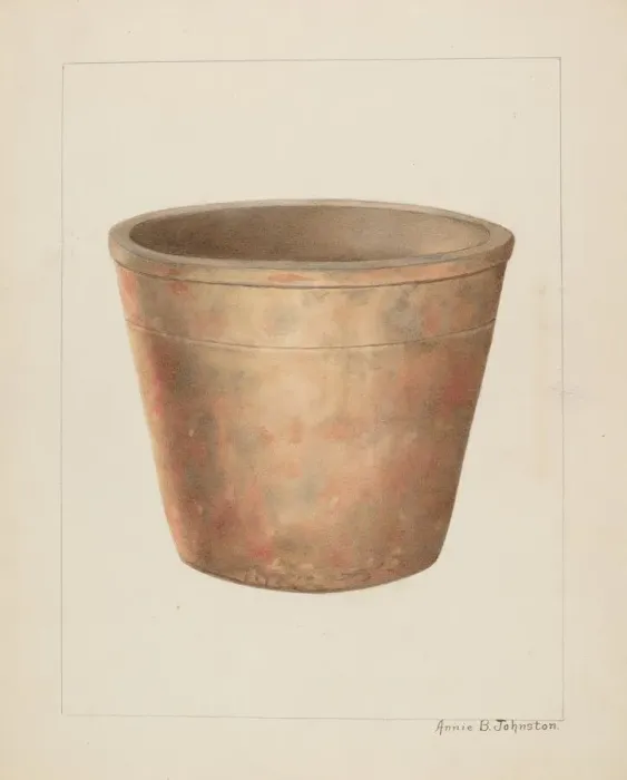Framed Print : Stoneware Flower Pot, c. 1937. Creator: Annie B Johnston Framed Print : Stoneware Flower Pot, c. 1937. Creator: Annie B Johnston