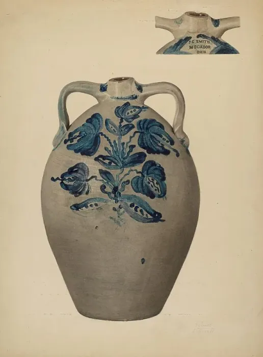 Framed Print : Stoneware Jar, 1937. Creator: Richard Barnett Framed Print : Stoneware Jar, 1937. Creator: Richard Barnett