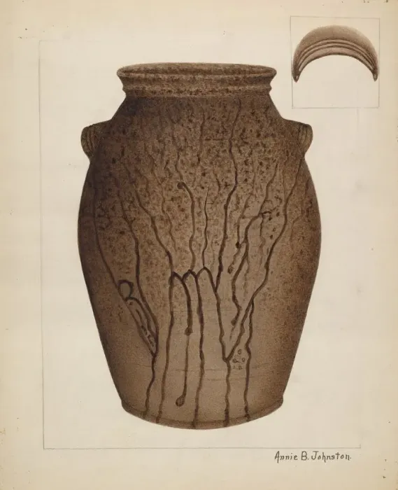 Framed Print : Stoneware Jar, c. 1937. Creator: Annie B Johnston Framed Print : Stoneware Jar, c. 1937. Creator: Annie B Johnston