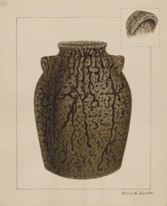 Framed Print : Stoneware Jar, c. 1937. Creator: Annie B Johnston Framed Print : Stoneware Jar, c. 1937. Creator: Annie B Johnston