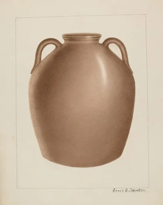 Framed Print : Stoneware Jar, c. 1937. Creator: Annie B Johnston Framed Print : Stoneware Jar, c. 1937. Creator: Annie B Johnston