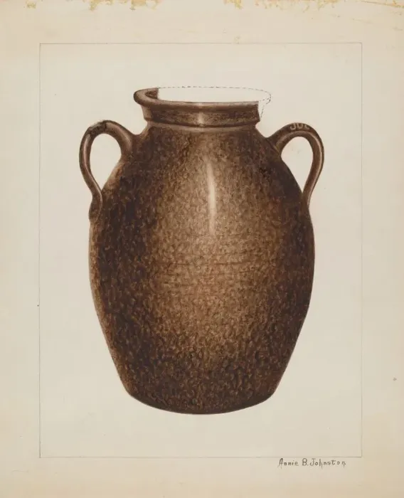 Framed Print : Stoneware Jar, c. 1938. Creator: Annie B Johnston Framed Print : Stoneware Jar, c. 1938. Creator: Annie B Johnston