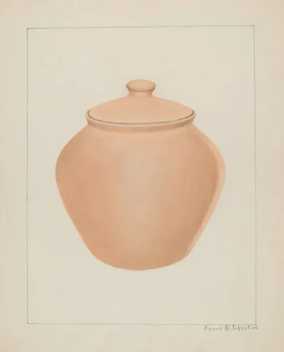 Framed Print : Stoneware Jar, c. 1939. Creator: Annie B Johnston Framed Print : Stoneware Jar, c. 1939. Creator: Annie B Johnston