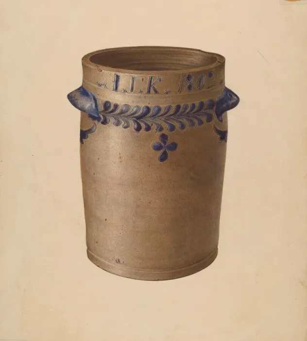 Framed Print : Stoneware Jar, c. 1940. Creator: Joseph Goldberg