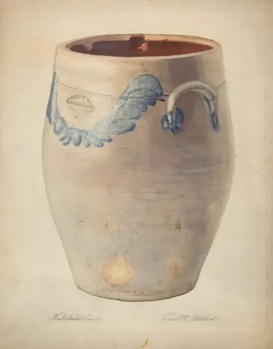 Framed Print : Stoneware Jug, 1935 / 1942. Creator: Daniel Fletcher Framed Print : Stoneware Jug, 1935 / 1942. Creator: Daniel Fletcher