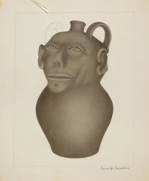 Framed Print : Stoneware Jug, c. 1937. Creator: Annie B Johnston Framed Print : Stoneware Jug, c. 1937. Creator: Annie B Johnston