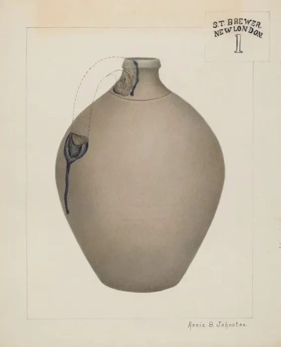 Framed Print : Stoneware Jug, c. 1937. Creator: Annie B Johnston Framed Print : Stoneware Jug, c. 1937. Creator: Annie B Johnston
