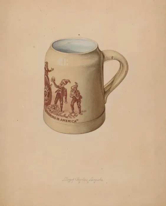 Framed Print : Stoneware Mug for Beer, 1939. Creator: Lloyd Charles Lemcke Framed Print : Stoneware Mug for Beer, 1939. Creator: Lloyd Charles Lemcke
