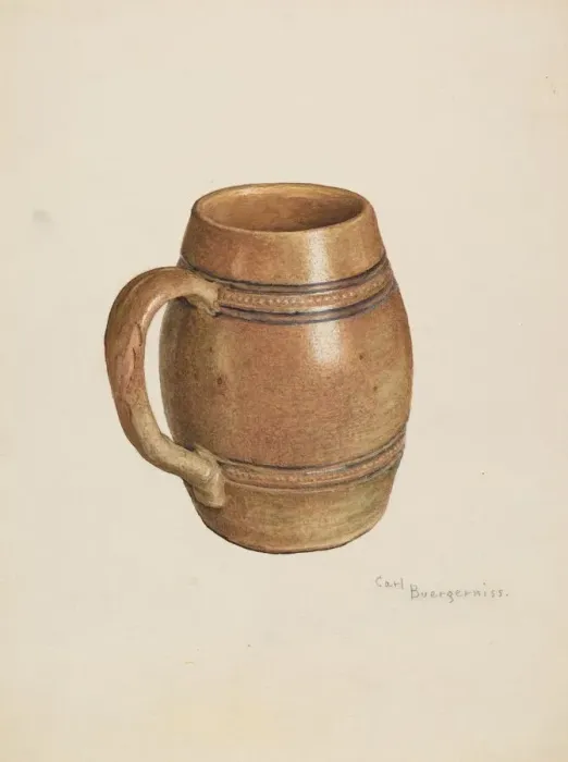 Framed Print : Stoneware Mug, c. 1939. Creator: Carl Buergerniss Framed Print : Stoneware Mug, c. 1939. Creator: Carl Buergerniss
