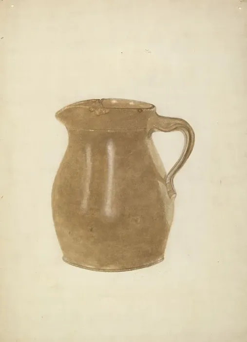 Framed Print : Stoneware Pitcher, 1935 / 1942. Creator: Lucille Pettijohn Framed Print : Stoneware Pitcher, 1935 / 1942. Creator: Lucille Pettijohn
