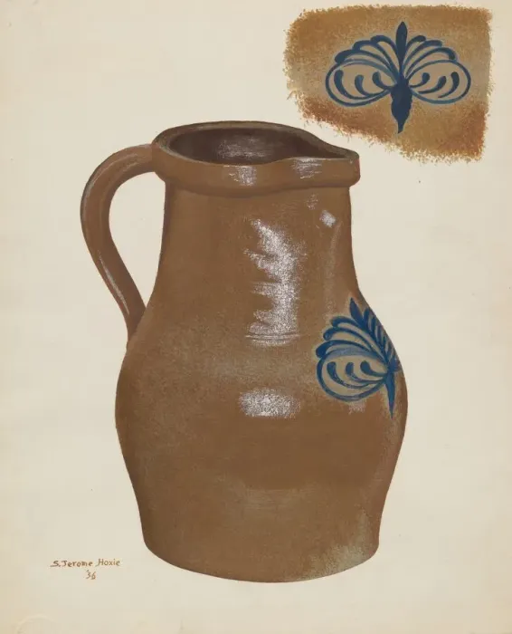 Framed Print : Stoneware Pitcher, 1936. Creator: Jerome Hoxie Framed Print : Stoneware Pitcher, 1936. Creator: Jerome Hoxie