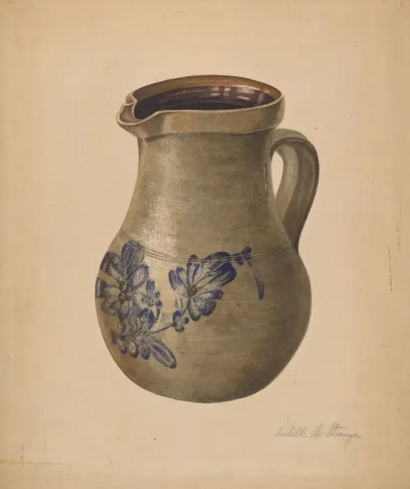Framed Print : Stoneware Pitcher, c. 1938. Creator: Isabelle De Strange Framed Print : Stoneware Pitcher, c. 1938. Creator: Isabelle De Strange