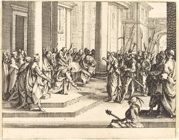 Framed Print : Stoning of Jesus, 1635. Creator: Jacques Callot Framed Print : Stoning of Jesus, 1635. Creator: Jacques Callot