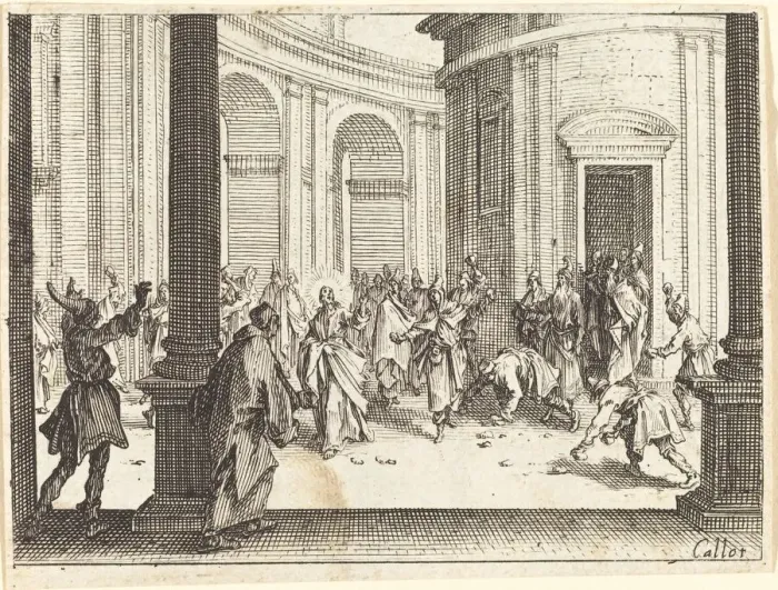 Framed Print : Stoning of Jesus, 1635. Creator: Jacques Callot Framed Print : Stoning of Jesus, 1635. Creator: Jacques Callot