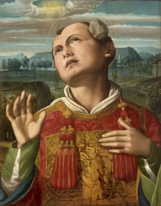 Framed Print : The Stoning of Saint Stephen, 1500-1505. Creator: Signorelli, Luca (ca 1441-1523) Framed Print : The Stoning of Saint Stephen, 1500-1505. Creator: Signorelli, Luca (ca 1441-1523)