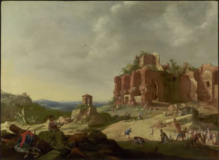 Framed Print : The Stoning of Saint Stephen, 1632. Creator: Bartholomeus Breenbergh Framed Print : The Stoning of Saint Stephen, 1632. Creator: Bartholomeus Breenbergh