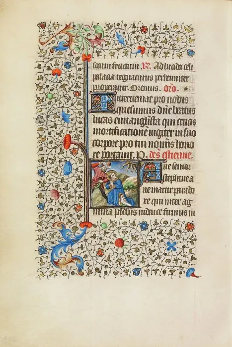 Framed Print : The Stoning of Saint Stephen; Book of Hours, about 1440-1450. Creator: Workshop of the Bedford Master Framed Print : The Stoning of Saint Stephen; Book of Hours, about 1440-1450. Creator: Workshop of the Bedford Master