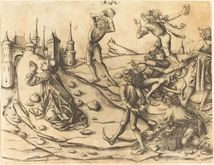 Framed Print : The Stoning of Saint Stephen, c. 1470. Creator: Israhel van Meckenem Framed Print : The Stoning of Saint Stephen, c. 1470. Creator: Israhel van Meckenem