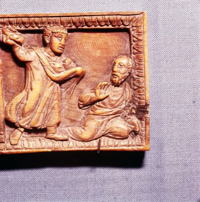 Framed Print : The Stoning of St Paul, Ivory Panel from Casket, Rome, late 4th century Framed Print : The Stoning of St Paul, Ivory Panel from Casket, Rome, late 4th century