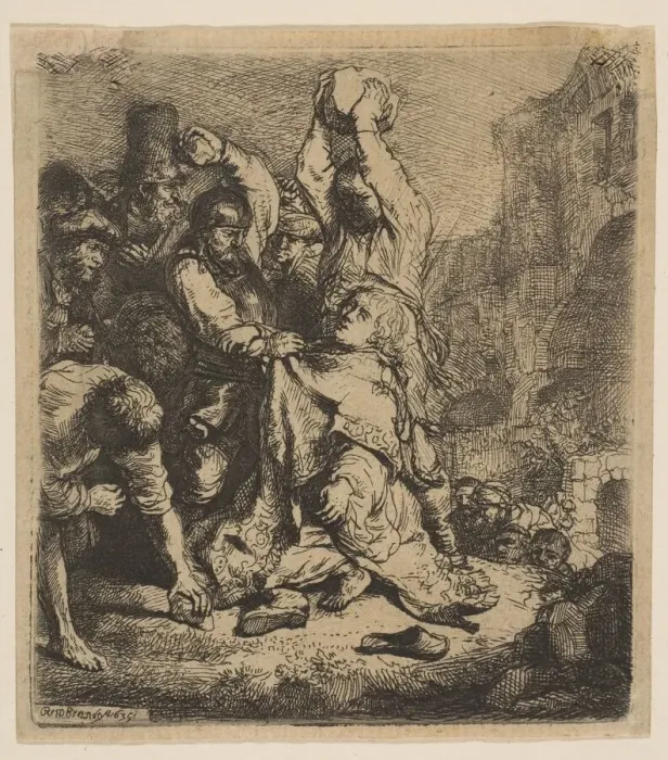 Framed Print : The Stoning of St. Stephen, 1635. Creator: Rembrandt Harmensz van Rijn Framed Print : The Stoning of St. Stephen, 1635. Creator: Rembrandt Harmensz van Rijn