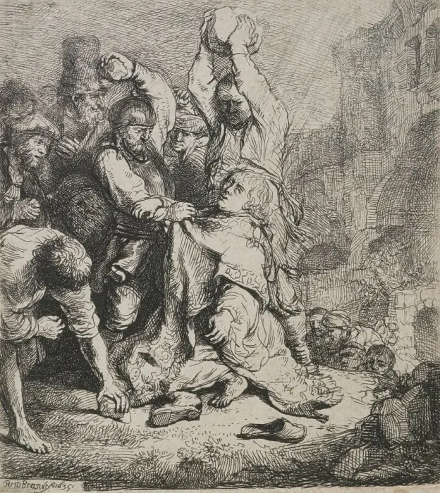Framed Print : The stoning of St Stephen, 1635. Creator: Rembrandt Harmensz van Rijn Framed Print : The stoning of St Stephen, 1635. Creator: Rembrandt Harmensz van Rijn