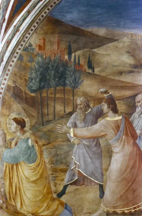 Framed Print : The Stoning of St Stephen, mid 15th century. Artist: Fra Angelico Framed Print : The Stoning of St Stephen, mid 15th century. Artist: Fra Angelico
