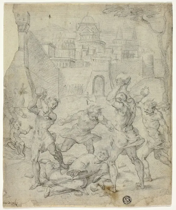 Framed Print : Stoning of Staint Stephen, c.1600. Creator: Unknown Framed Print : Stoning of Staint Stephen, c.1600. Creator: Unknown
