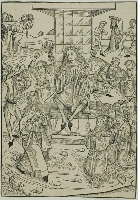 Framed Print : The Stoning of Zacharias and Isaias, page 9 from the Treasury (Schatzbehalter), 1491. Creator: Michael Wolgemut