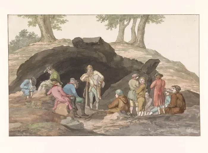 Framed Print : Stop at the Grotta delle Capre on the border at Nemorosa and Fredda, 1778. Creator: Louis Ducros Framed Print : Stop at the Grotta delle Capre on the border at Nemorosa and Fredda, 1778. Creator: Louis Ducros