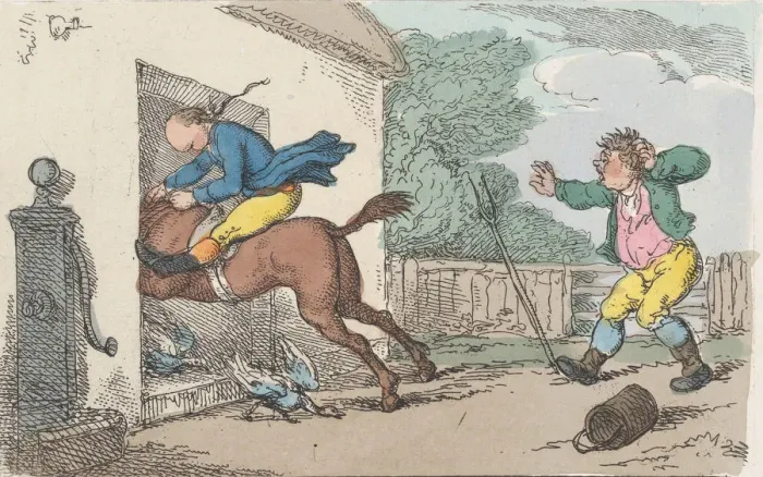 Framed Print : How to Stop a Horse at Pleasure, 1803. 1803. Creator: Thomas Rowlandson Framed Print : How to Stop a Horse at Pleasure, 1803. 1803. Creator: Thomas Rowlandson