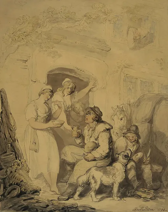 Framed Print : A Stop at the Inn, 1794. Creator: Thomas Rowlandson Framed Print : A Stop at the Inn, 1794. Creator: Thomas Rowlandson