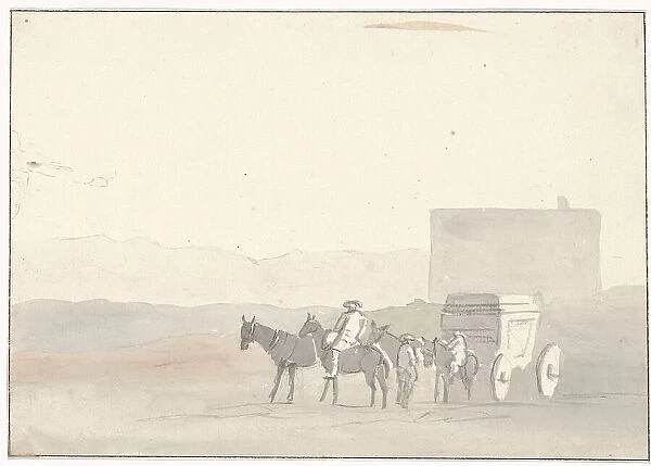Stop on the road before arrival in Terracina, 1778. Creator: Louis Ducros