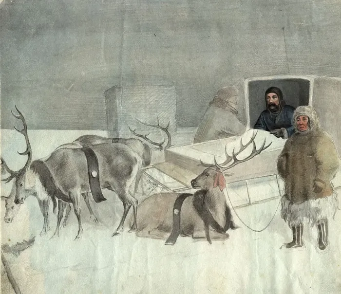 Framed Print : Stopover. From travel notes, 2nd half of 19th century. Creator: Mikhail Znamensky Framed Print : Stopover. From travel notes, 2nd half of 19th century. Creator: Mikhail Znamensky
