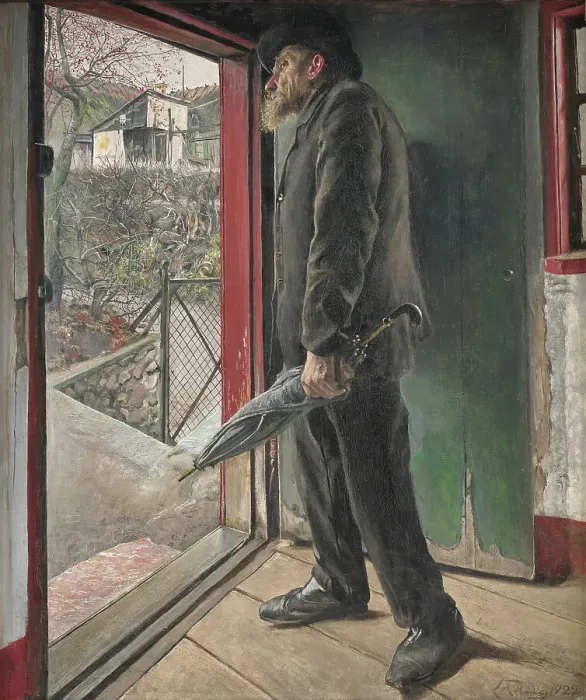 Framed Print : Has it Stopped Raining?;Looking Out for the Weather, 1922. Creator: Laurits Andersen Ring Framed Print : Has it Stopped Raining?;Looking Out for the Weather, 1922. Creator: Laurits Andersen Ring