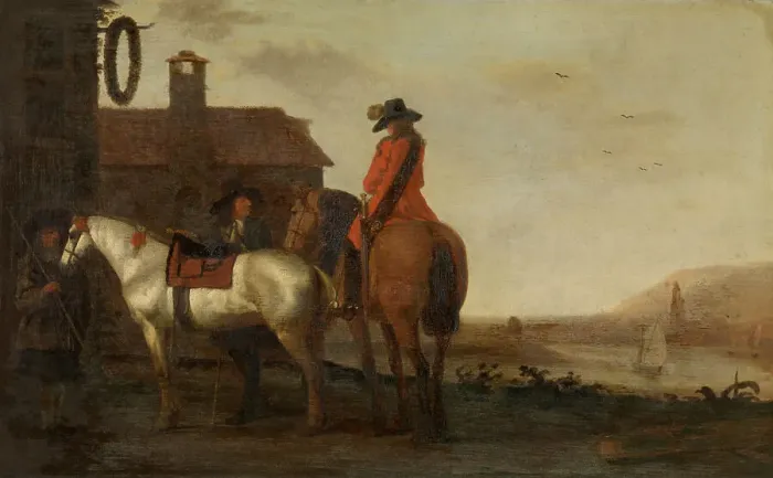 Framed Print : Stopping Place for Horsemen and Horses, late 17th-early 18th century. Creator: Abraham Pietersz van Kalraet Framed Print : Stopping Place for Horsemen and Horses, late 17th-early 18th century. Creator: Abraham Pietersz van Kalraet