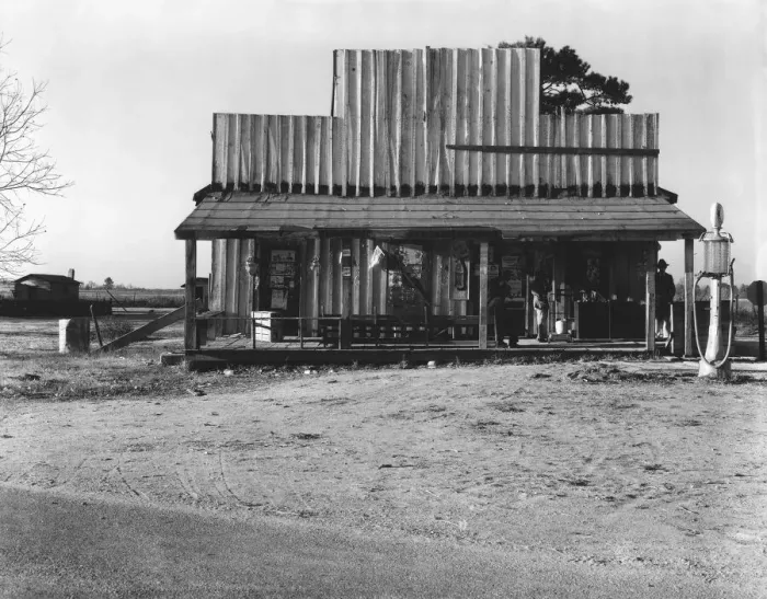 Framed Print : Store with false front, Vicinity of Selma, Alabama, 1936. Creator: Walker Evans