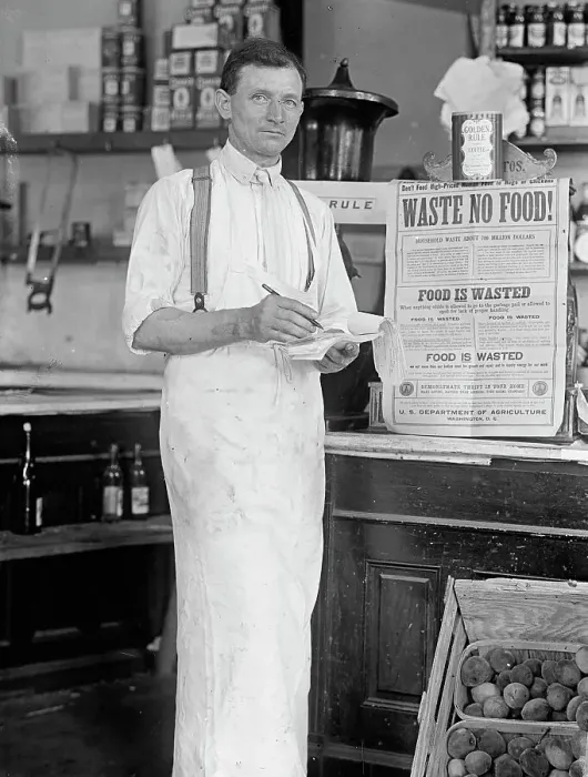 Framed Print : Store Interior - Waste No Food, 1917 or 1918. Creator: Harris & Ewing. Store Interior - Waste No Food, 1917 or 1918. Creator: Harris & Ewing Framed Print : Store Interior - Waste No Food, 1917 or 1918. Creator: Harris & Ewing. Store Interior - Waste No Food, 1917 or 1918. Creator: Harris & Ewing
