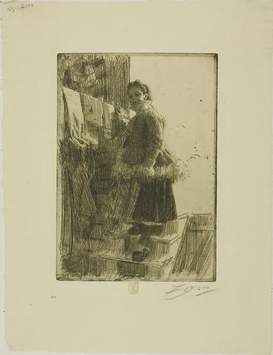 Framed Print : The Storehouse, 1903. Creator: Anders Leonard Zorn Framed Print : The Storehouse, 1903. Creator: Anders Leonard Zorn