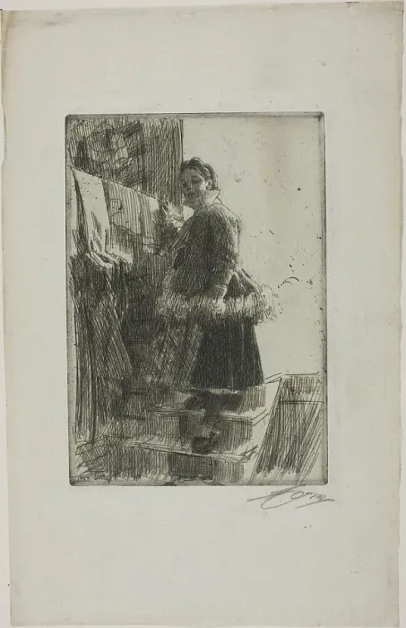 Framed Print : The Storehouse, 1903. Creator: Anders Leonard Zorn Framed Print : The Storehouse, 1903. Creator: Anders Leonard Zorn