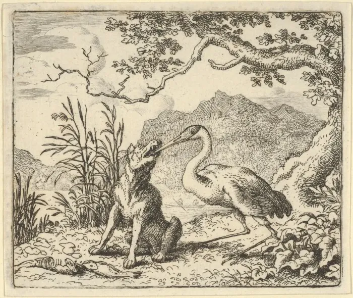 Framed Print : The Stork Removes a Bone from the Wolfs Throat from Hendrick van Alcmars Renard The F Framed Print : The Stork Removes a Bone from the Wolfs Throat from Hendrick van Alcmars Renard The F