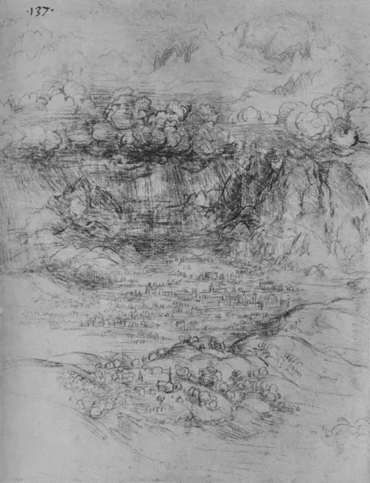 Framed Print : A Storm Over an Alpine Valley, c1480 (1945). Artist: Leonardo da Vinci Framed Print : A Storm Over an Alpine Valley, c1480 (1945). Artist: Leonardo da Vinci