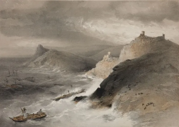 Framed Print : Storm in the Balaklava Bay on 14th of November 1854, 1855. Artist: Simpson, William (1832-1898) Framed Print : Storm in the Balaklava Bay on 14th of November 1854, 1855. Artist: Simpson, William (1832-1898)
