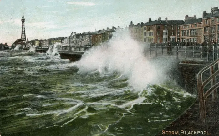 Framed Print : Storm, Blackpool, Lancashire, c1905 Framed Print : Storm, Blackpool, Lancashire, c1905